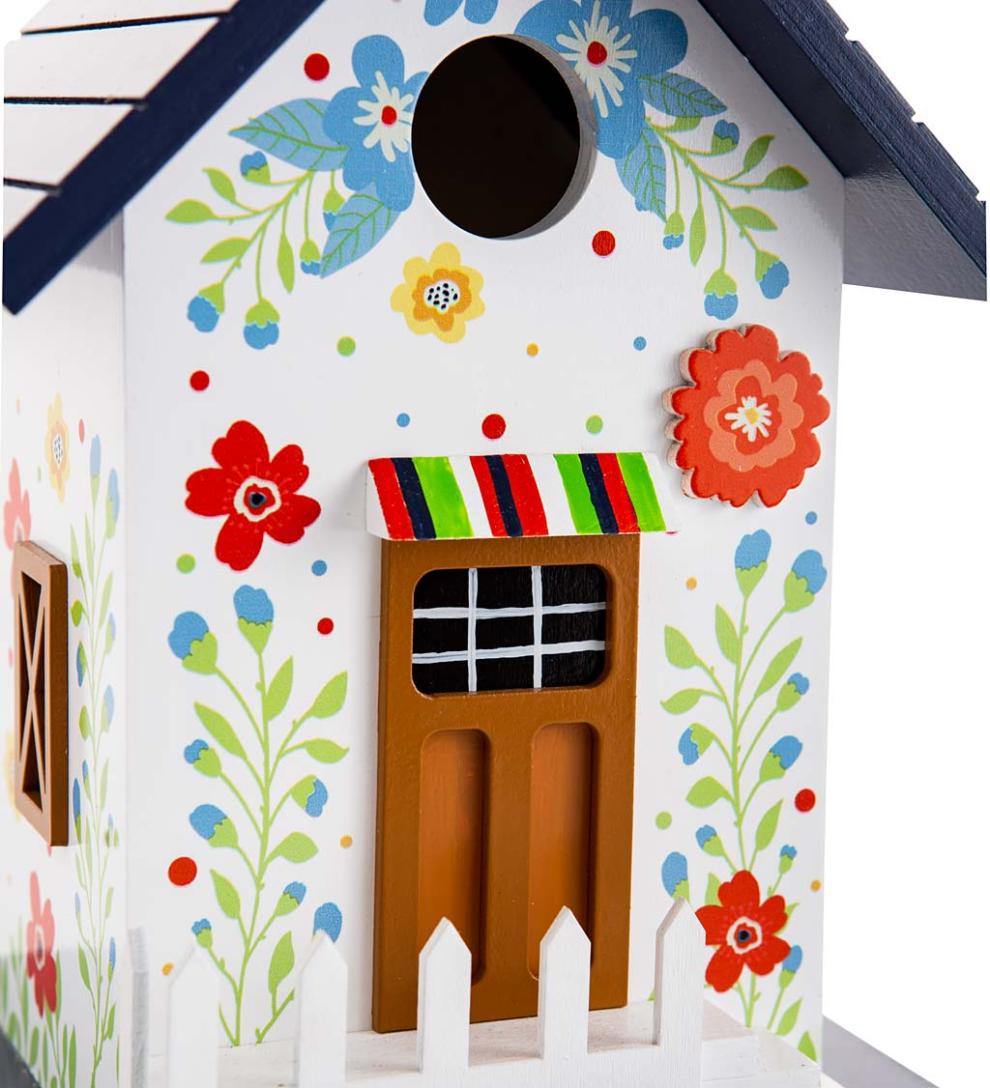 Plow &amp; Hearth Deck &amp; Patio Accents | Outdoor Living Hand-Painted Blooming Birdhouse With Floral Design