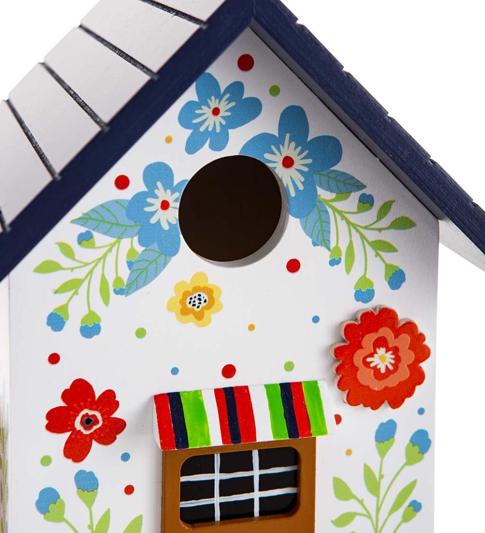 Plow &amp; Hearth Deck &amp; Patio Accents | Outdoor Living Hand-Painted Blooming Birdhouse With Floral Design