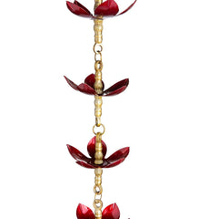 Plow &amp; Hearth Deck &amp; Patio Accents | Outdoor Living Handcrafted Steel And Aluminum Flower Rain Chain In Brass And Metallic Red Colors