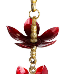 Plow &amp; Hearth Deck &amp; Patio Accents | Outdoor Living Handcrafted Steel And Aluminum Flower Rain Chain In Brass And Metallic Red Colors