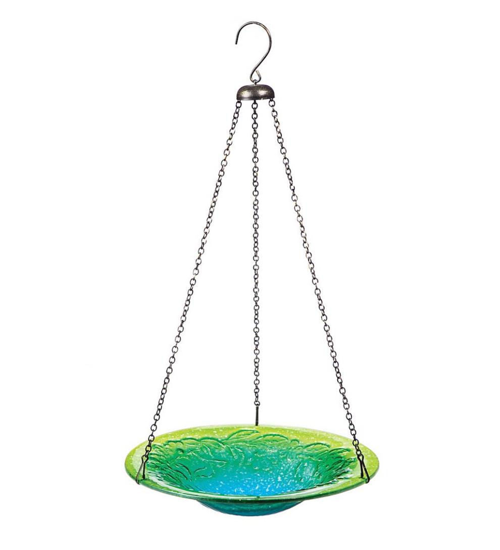 Plow &amp; Hearth Deck &amp; Patio Accents | Outdoor Living Hanging Colors Of The Sea Glass Birdbath