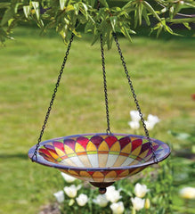 Plow &amp; Hearth Deck &amp; Patio Accents | Outdoor Living Hanging Glass Birdbath Tiffany Style