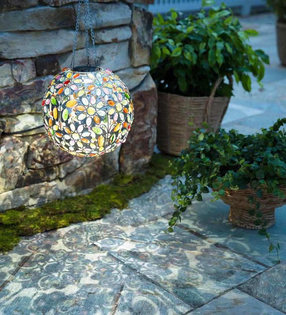 Plow &amp; Hearth Deck &amp; Patio Accents | Outdoor Living Hanging Solar Multi Butterfly Jewel Ball - Multi