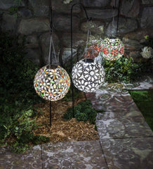 Plow &amp; Hearth Deck &amp; Patio Accents | Outdoor Living Hanging Solar Multi Butterfly Jewel Ball - Multi