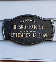 Plow &amp; Hearth Deck &amp; Patio Accents | Outdoor Living Heirloom Personalized Welcome Wall Plaque - Black