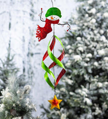 Plow &amp; Hearth Deck &amp; Patio Accents | Outdoor Living Holiday Snowman Twirler With Green Hat