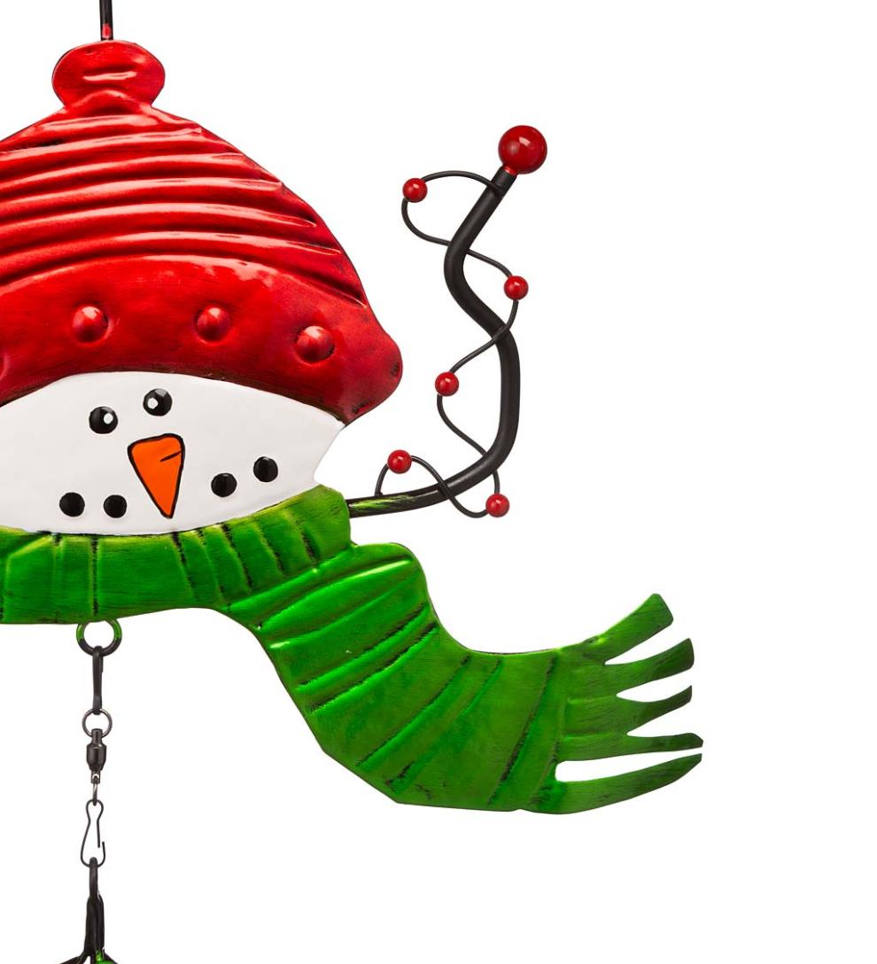 Plow &amp; Hearth Deck &amp; Patio Accents | Outdoor Living Holiday Snowman Twirler With Red Hat