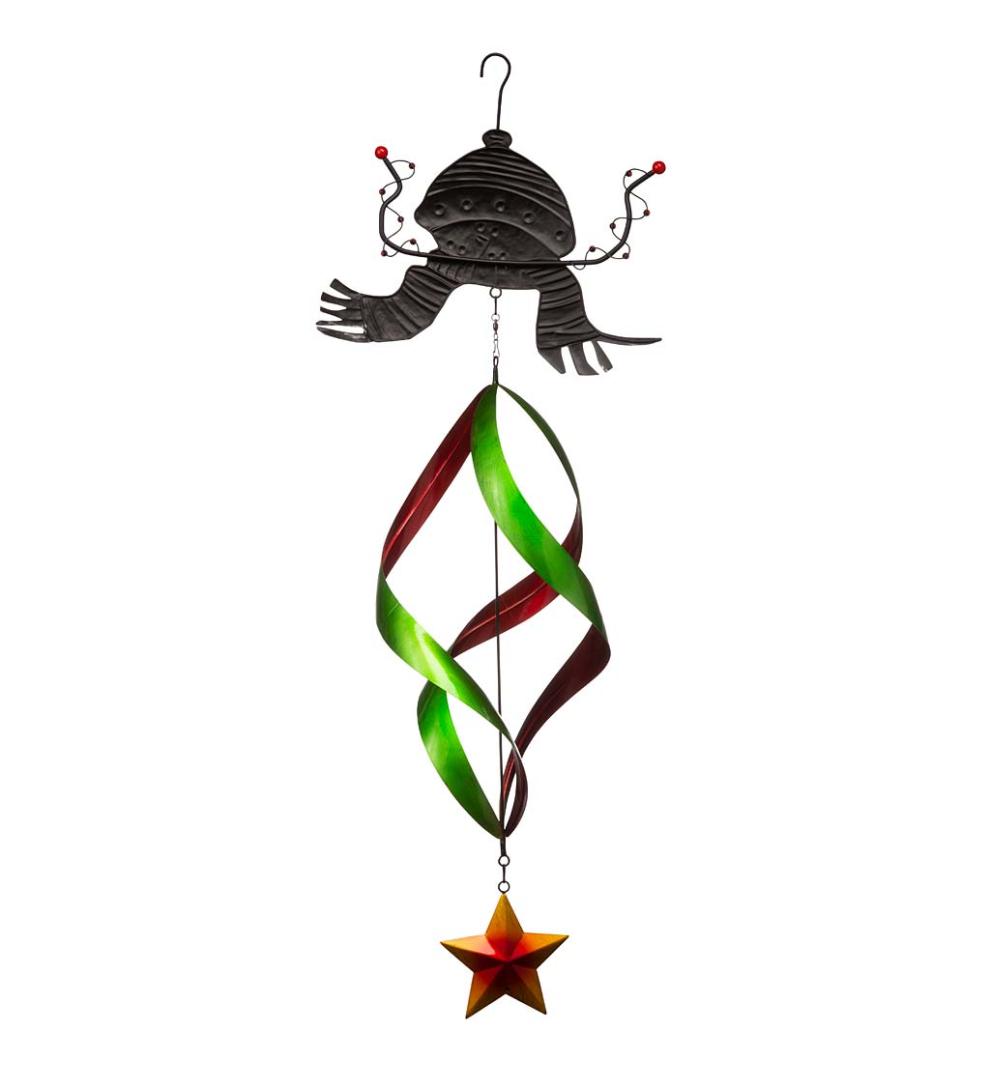 Plow &amp; Hearth Deck &amp; Patio Accents | Outdoor Living Holiday Snowman Twirler With Red Hat