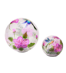 Plow &amp; Hearth Deck &amp; Patio Accents | Outdoor Living Hummingbird Crackle Glass Solar Globes, Set Of 2