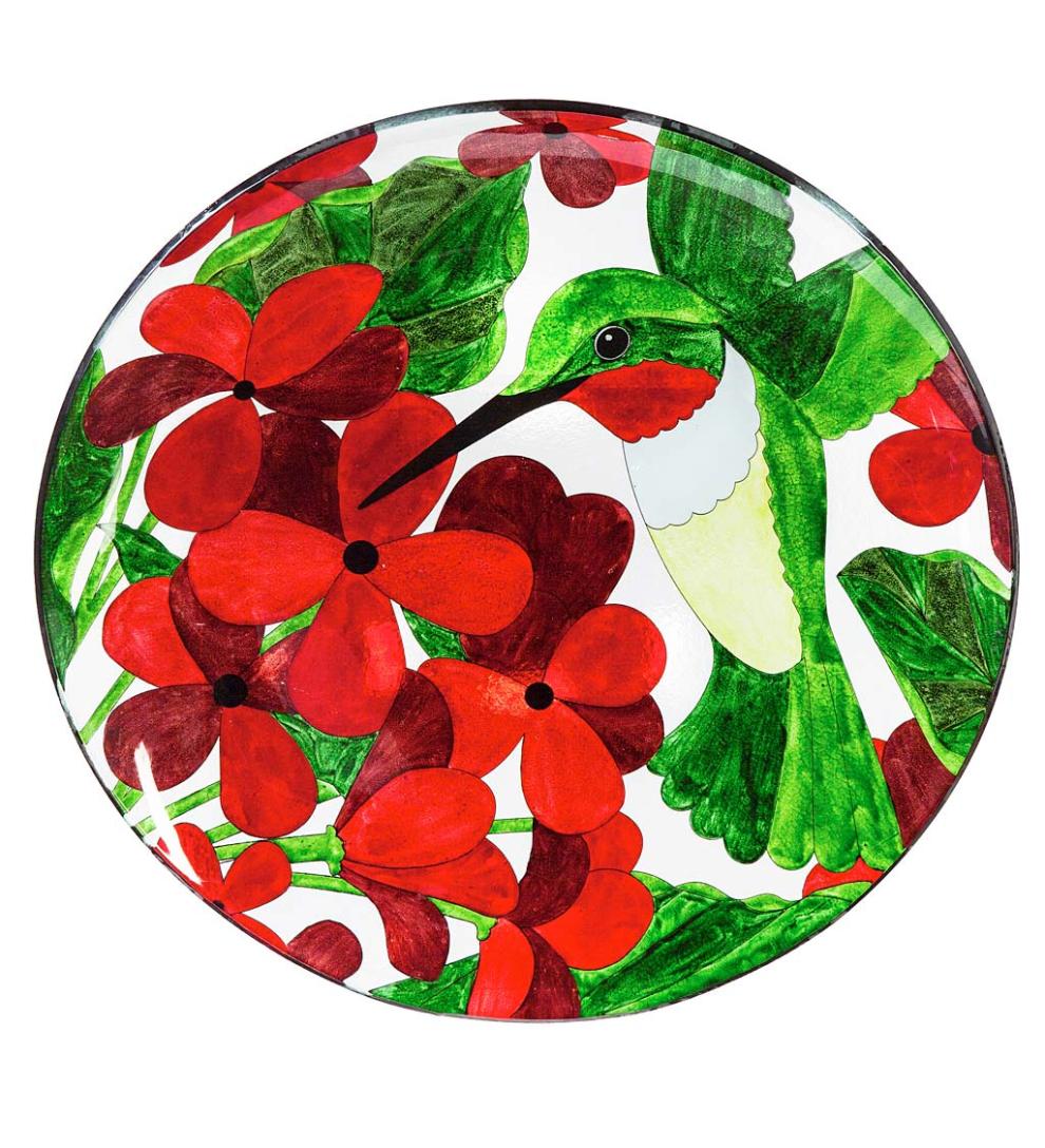 Plow &amp; Hearth Deck &amp; Patio Accents | Outdoor Living Hummingbird Glass Birdbath With Stand