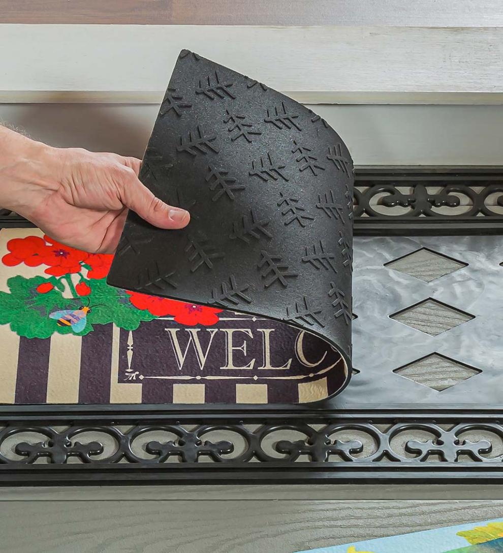 Plow &amp; Hearth Deck &amp; Patio Accents | Outdoor Living Indoor/Outdoor Fleur Scroll Sassafras Mat Tray