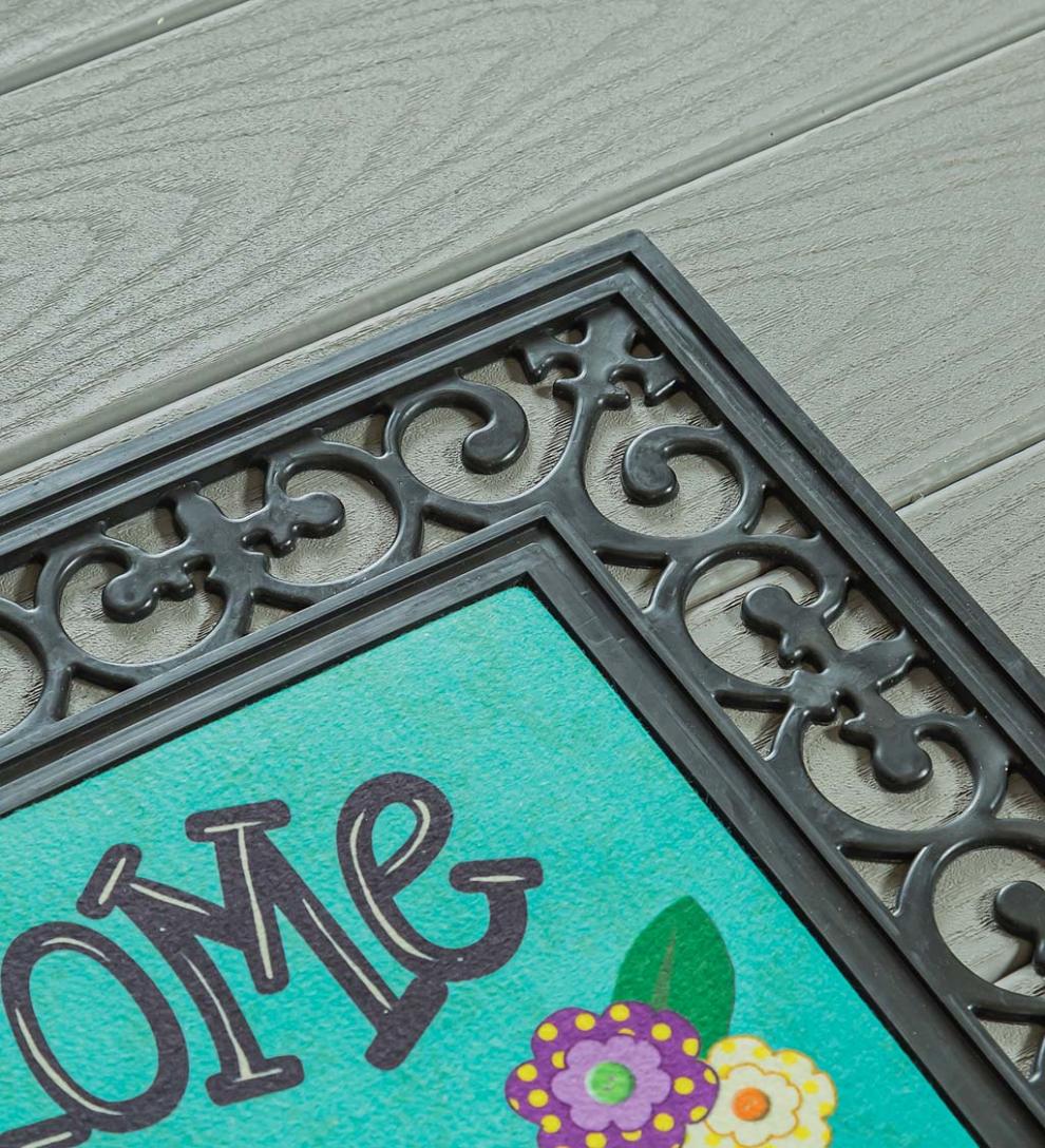 Plow &amp; Hearth Deck &amp; Patio Accents | Outdoor Living Indoor/Outdoor Fleur Scroll Sassafras Mat Tray