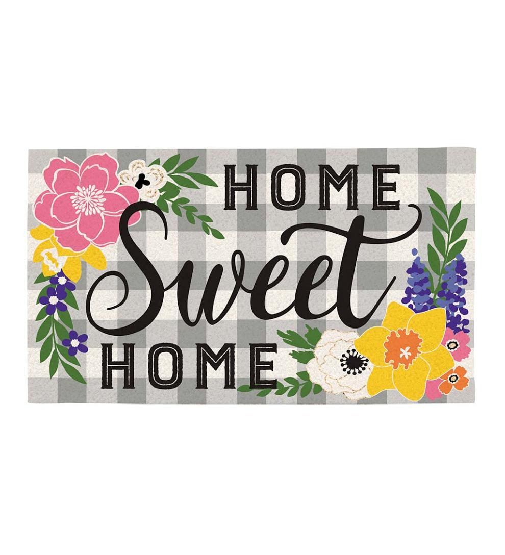 Plow &amp; Hearth Deck &amp; Patio Accents | Outdoor Living Indoor/Outdoor Home Sweet Home Plaid Coir Fiber Mat