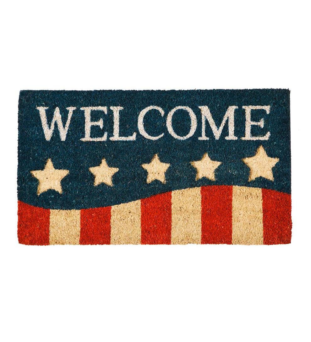 Plow &amp; Hearth Deck &amp; Patio Accents | Outdoor Living Indoor/Outdoor Patriotic Stripes Coir Fiber Mat