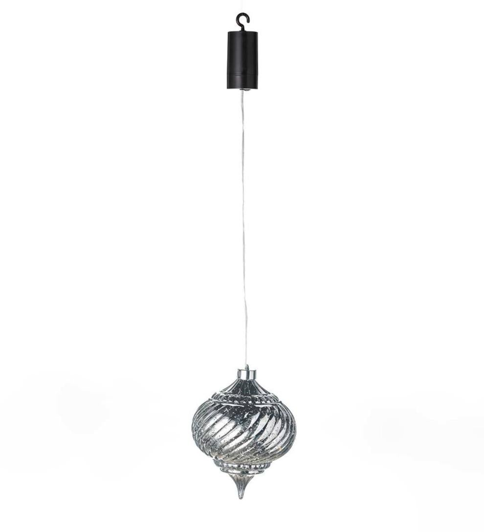 Plow &amp; Hearth Deck &amp; Patio Accents | Outdoor Living Indoor/Outdoor Shatterproof Holiday Lighted Hanging Ornament - Finial, Red