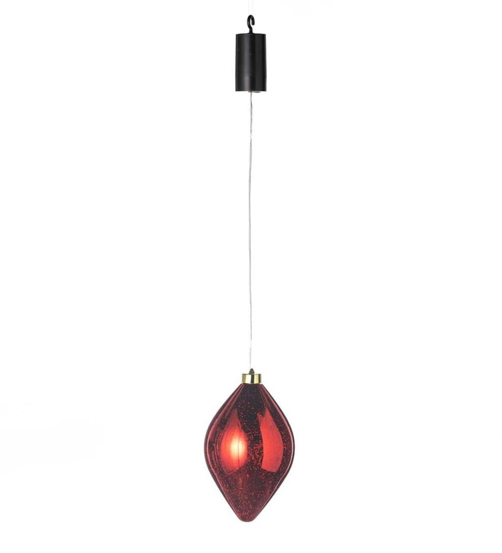Plow &amp; Hearth Deck &amp; Patio Accents | Outdoor Living Indoor/Outdoor Shatterproof Holiday Lighted Hanging Ornament - Finial, Red
