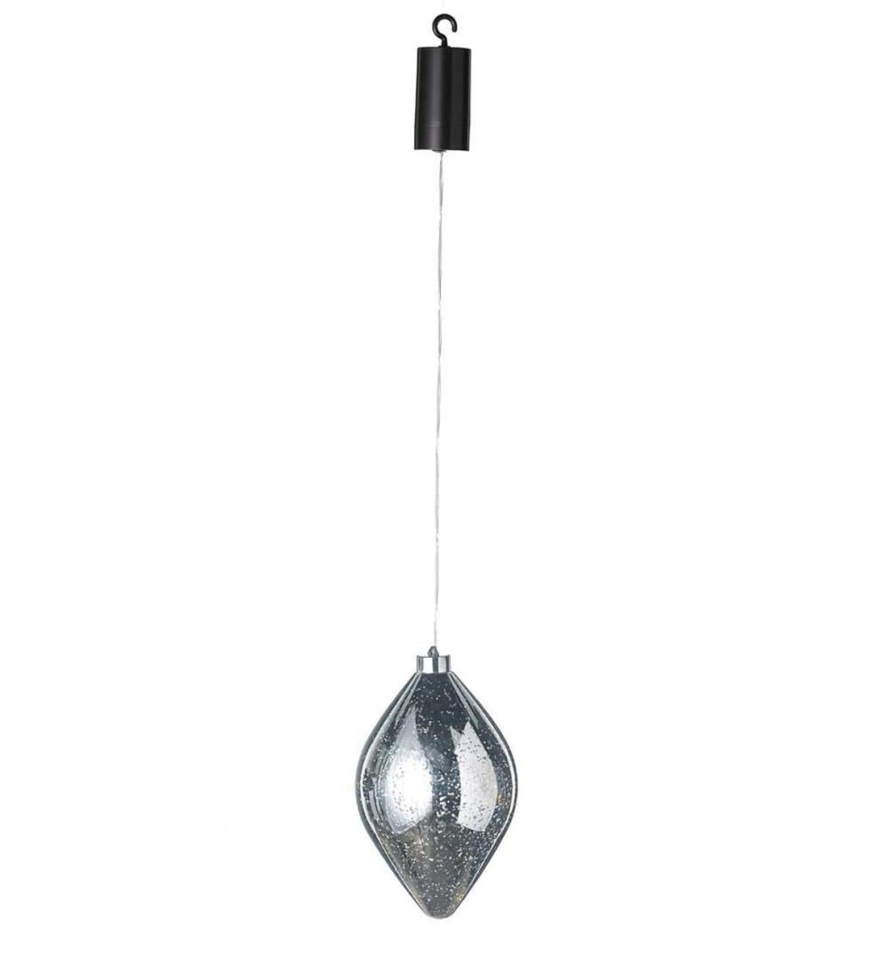 Plow &amp; Hearth Deck &amp; Patio Accents | Outdoor Living Indoor/Outdoor Shatterproof Holiday Lighted Hanging Ornament - Finial, Red