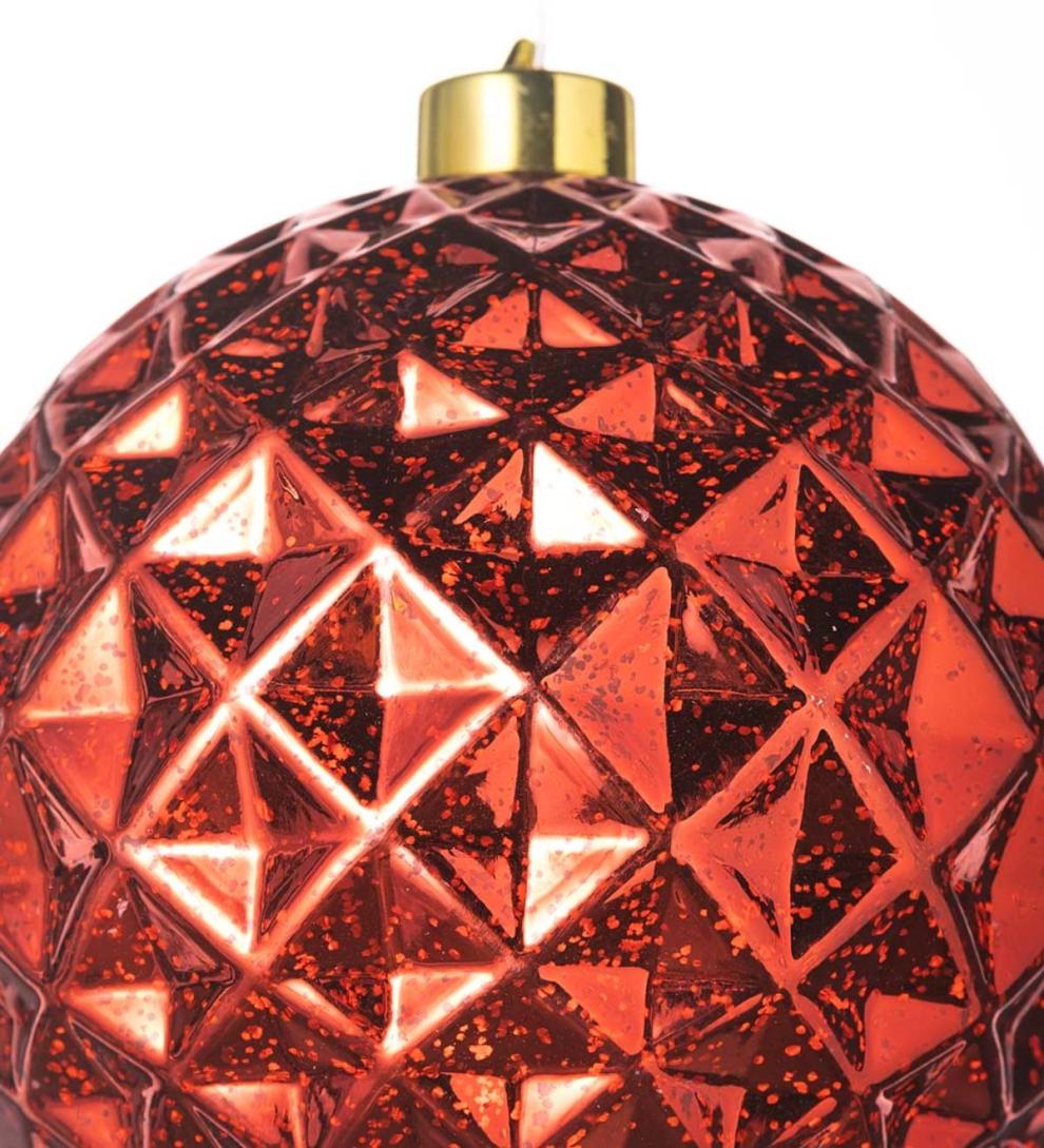 Plow &amp; Hearth Deck &amp; Patio Accents | Outdoor Living Indoor/Outdoor Shatterproof Holiday Lighted Hanging Ornament - Finial, Red