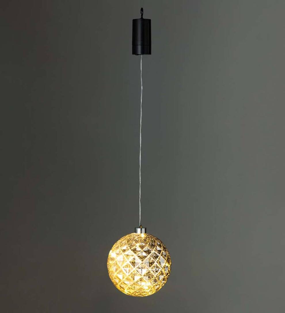Plow &amp; Hearth Deck &amp; Patio Accents | Outdoor Living Indoor/Outdoor Shatterproof Holiday Lighted Hanging Ornament - Finial, Red