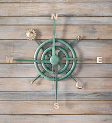 Plow &amp; Hearth Deck &amp; Patio Accents | Outdoor Living Indoor/Outdoor Verdigris Metal Compass Wall Art
