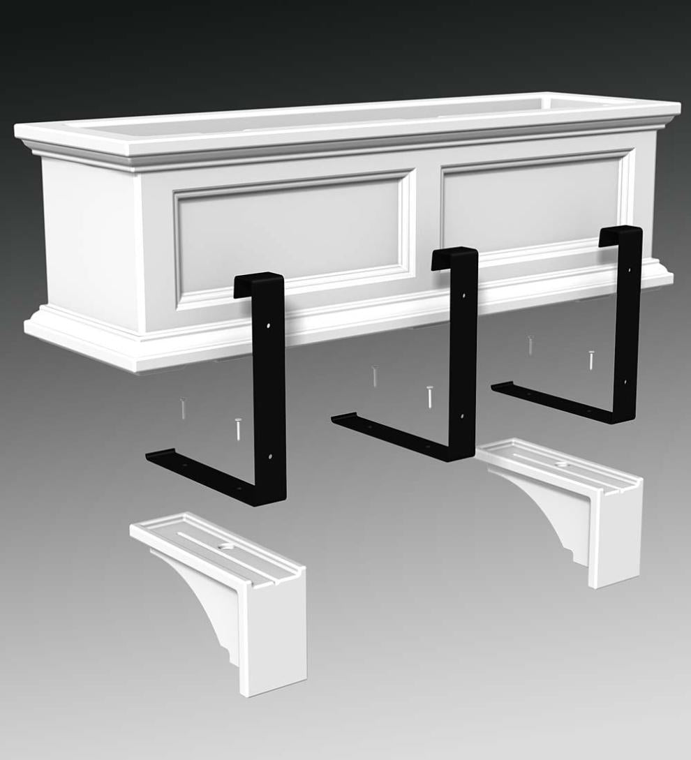 Plow &amp; Hearth Deck &amp; Patio Accents | Outdoor Living Lexington Window Box Corbels, Set Of 2 - Black