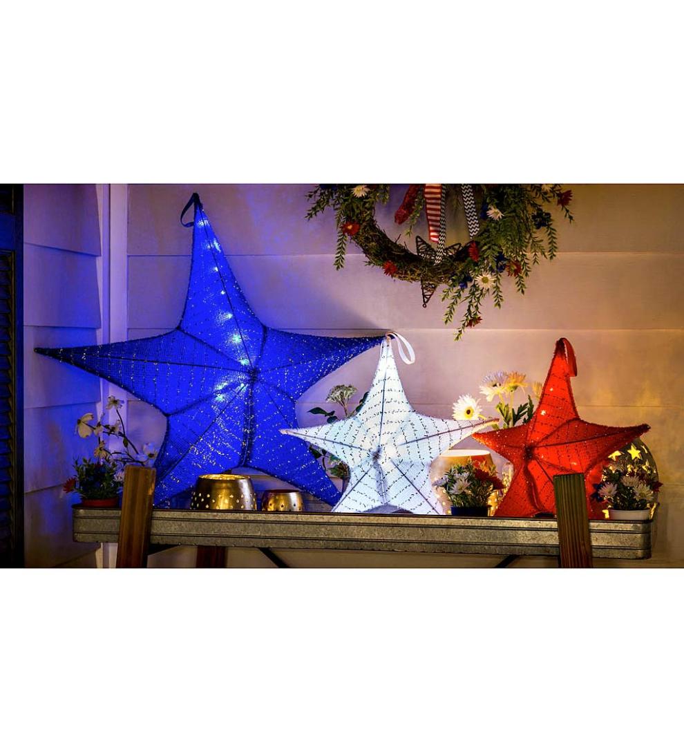 Plow &amp; Hearth Deck &amp; Patio Accents | Outdoor Living Lighted Hanging Fabric Star