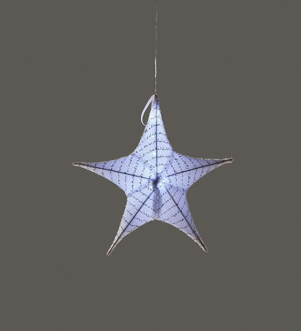 Plow &amp; Hearth Deck &amp; Patio Accents | Outdoor Living Lighted Hanging Fabric Star