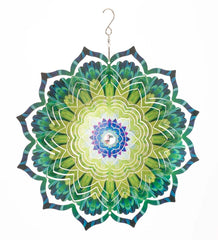 Plow &amp; Hearth Deck &amp; Patio Accents | Outdoor Living Mandala Lotus Optical Illusion Hanging Metal Spinner