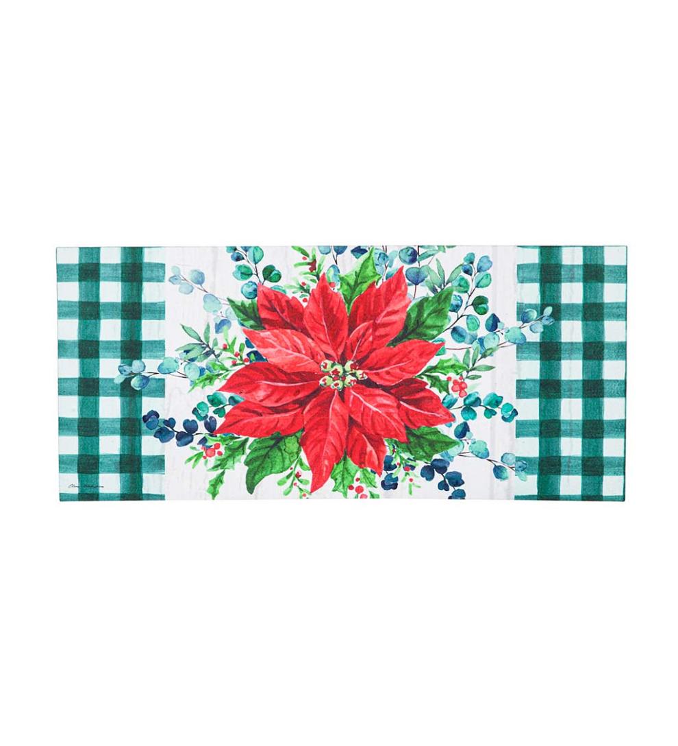 Plow &amp; Hearth Deck &amp; Patio Accents | Outdoor Living Merry And Bright Poinsettia Sassafras Switch Mat