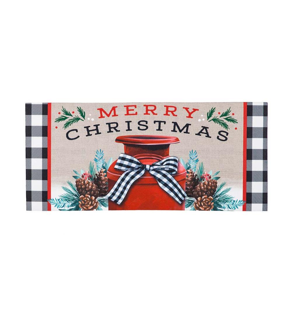 Plow &amp; Hearth Deck &amp; Patio Accents | Outdoor Living Merry Christmas Milk Can Sassafras Switch Mat