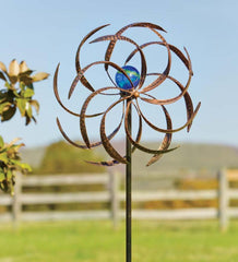 Plow &amp; Hearth Deck &amp; Patio Accents | Outdoor Living Metal Wisp Wind Spinner With Glowing Glass Orb