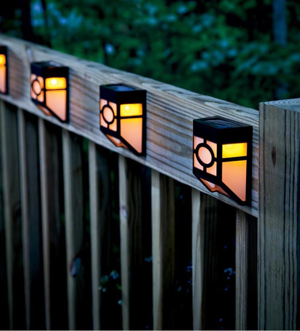 Plow &amp; Hearth Deck &amp; Patio Accents | Outdoor Living Mission-Style Solar Deck Accent Lights, Set Of 4
