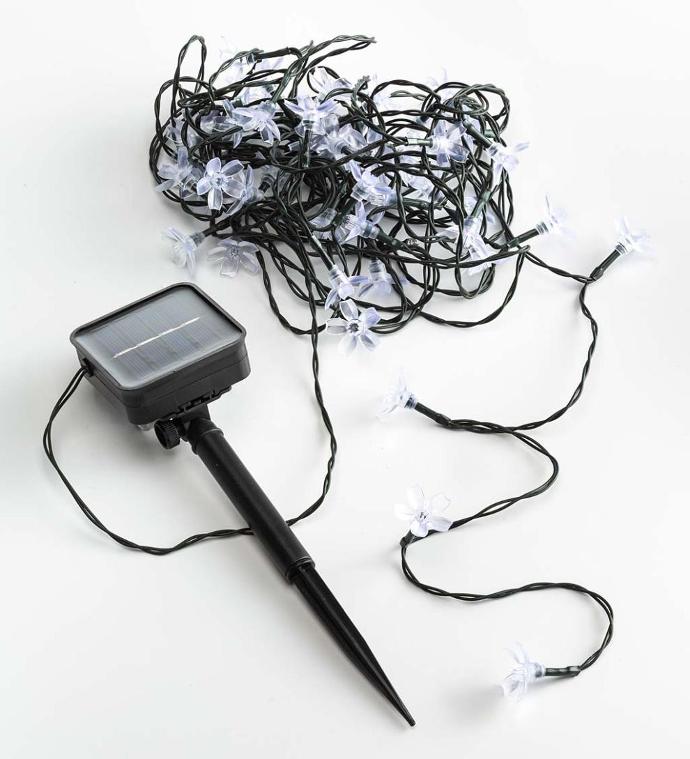 Plow &amp; Hearth Deck &amp; Patio Accents | Outdoor Living Multi-Function, Color-Changing Solar Flower String Lights