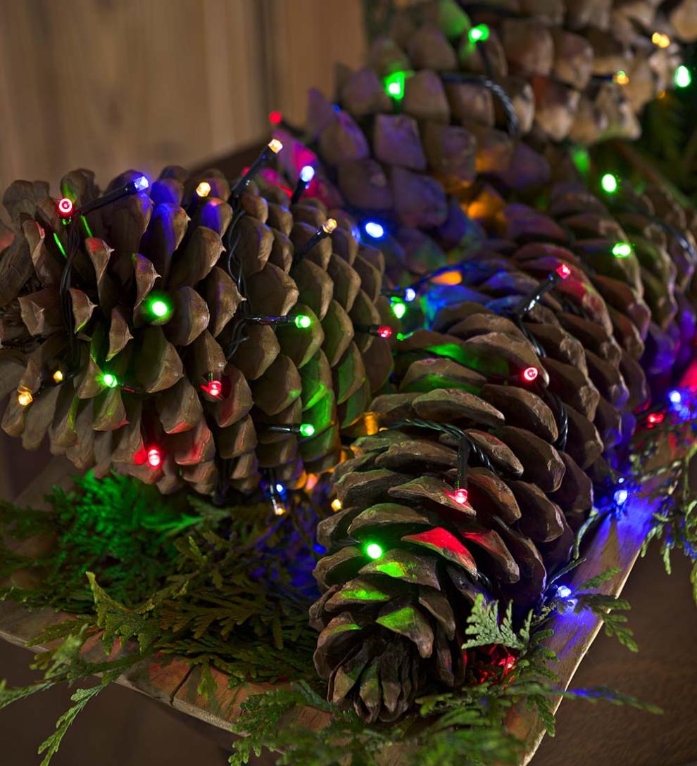 Plow &amp; Hearth Deck &amp; Patio Accents | Outdoor Living Multifunction Twinkle String Lights With Timer, Black Wire With White Or Multi Leds