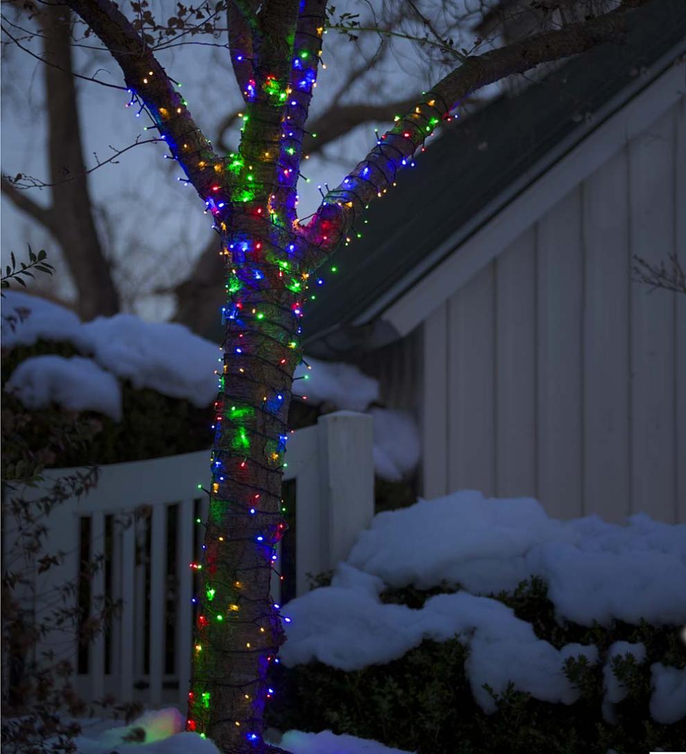 Plow &amp; Hearth Deck &amp; Patio Accents | Outdoor Living Multifunction Twinkle String Lights With Timer, Black Wire With White Or Multi Leds