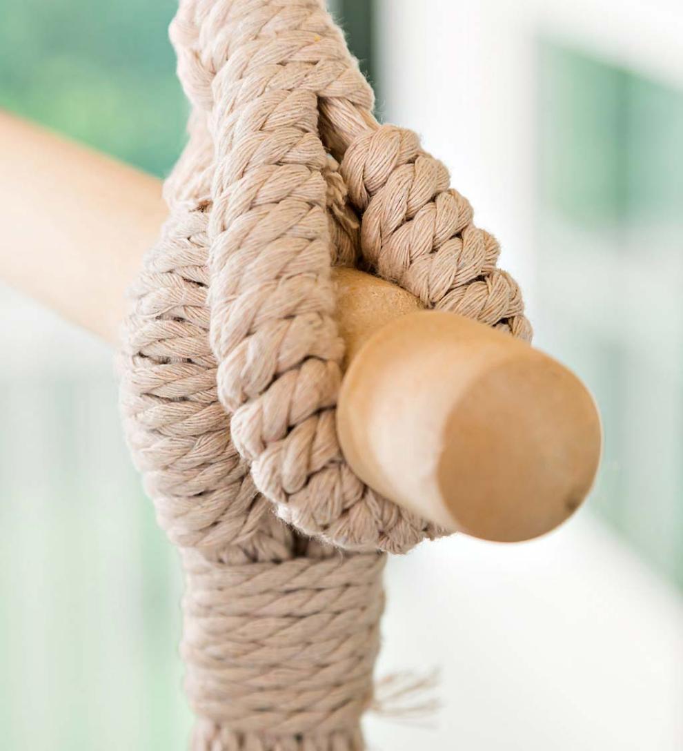 Plow &amp; Hearth Deck &amp; Patio Accents | Outdoor Living Natural Poly/Cotton Hammock Chair With Fringe - Natural