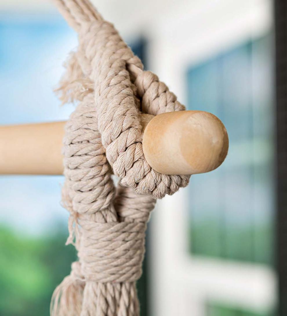 Plow &amp; Hearth Deck &amp; Patio Accents | Outdoor Living Natural Poly/Cotton Hammock Chair With Fringe - Natural