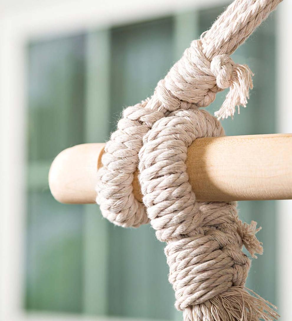 Plow &amp; Hearth Deck &amp; Patio Accents | Outdoor Living Natural Poly/Cotton Hammock Chair With Fringe - Natural