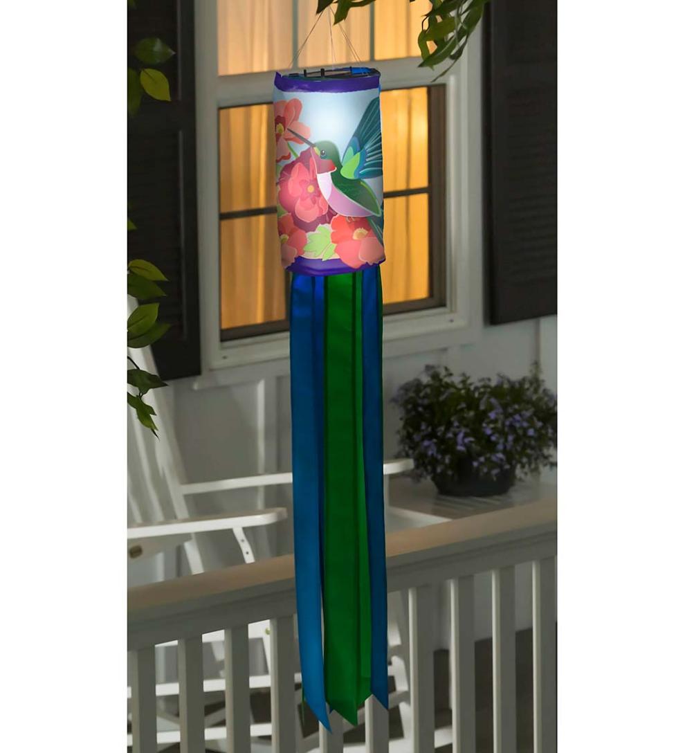 Plow &amp; Hearth Deck &amp; Patio Accents | Outdoor Living Nature-Inspired Solar Led Motion Windsock - Cherry Blossom