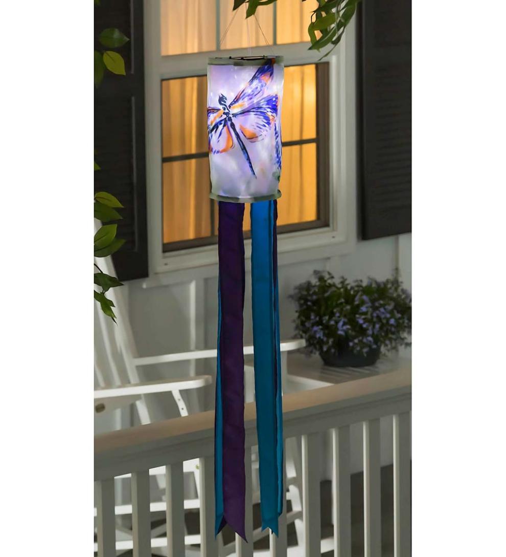 Plow &amp; Hearth Deck &amp; Patio Accents | Outdoor Living Nature-Inspired Solar Led Motion Windsock - Cherry Blossom