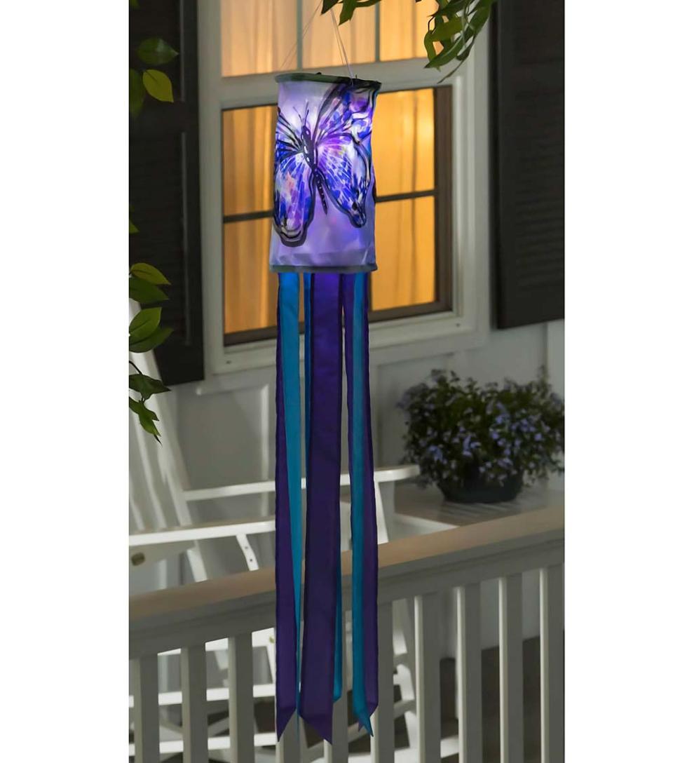 Plow &amp; Hearth Deck &amp; Patio Accents | Outdoor Living Nature-Inspired Solar Led Motion Windsock - Cherry Blossom