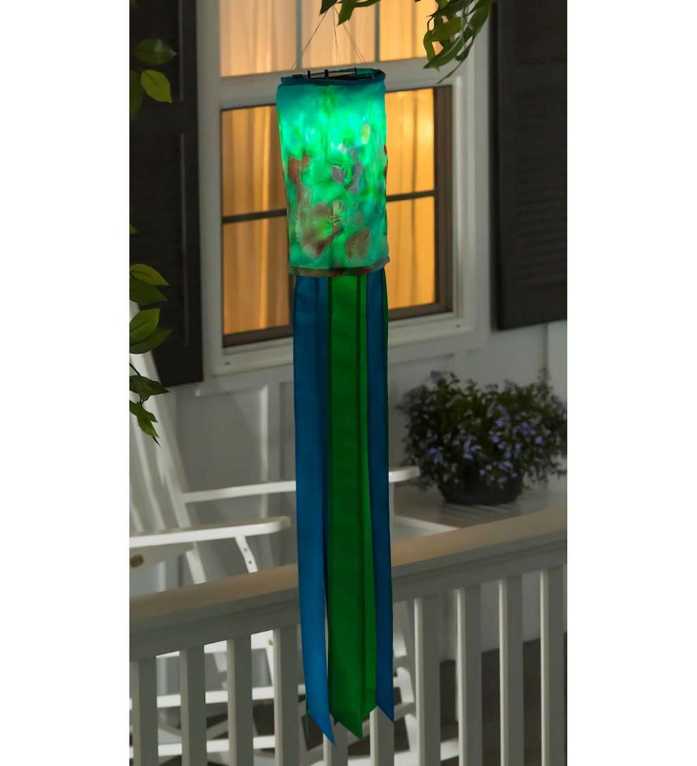 Plow &amp; Hearth Deck &amp; Patio Accents | Outdoor Living Nature-Inspired Solar Led Motion Windsock - Cherry Blossom
