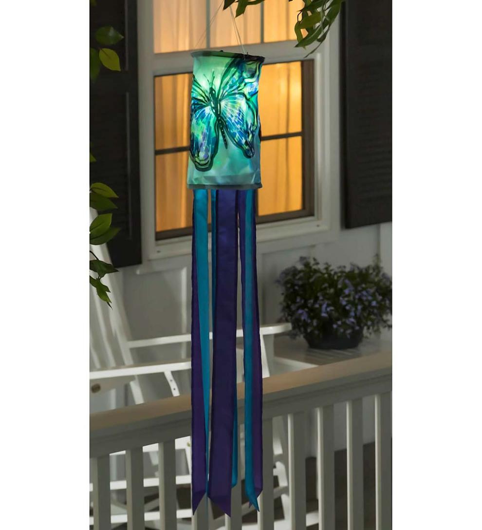 Plow &amp; Hearth Deck &amp; Patio Accents | Outdoor Living Nature-Inspired Solar Led Motion Windsock - Cherry Blossom