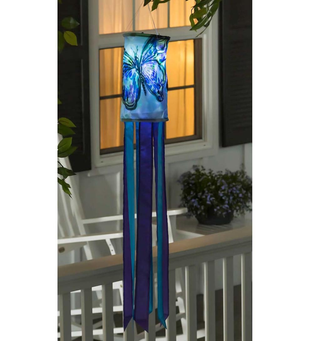 Plow &amp; Hearth Deck &amp; Patio Accents | Outdoor Living Nature-Inspired Solar Led Motion Windsock - Cherry Blossom