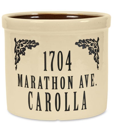 Plow &amp; Hearth Deck &amp; Patio Accents | Outdoor Living Personalized Crock With Name And Address - Black Oak Leaf