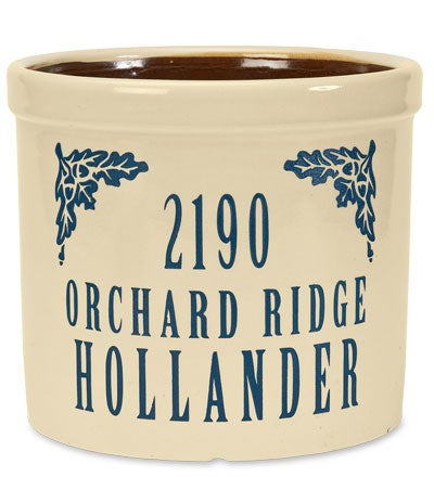 Plow &amp; Hearth Deck &amp; Patio Accents | Outdoor Living Personalized Crock With Name And Address - Black Oak Leaf