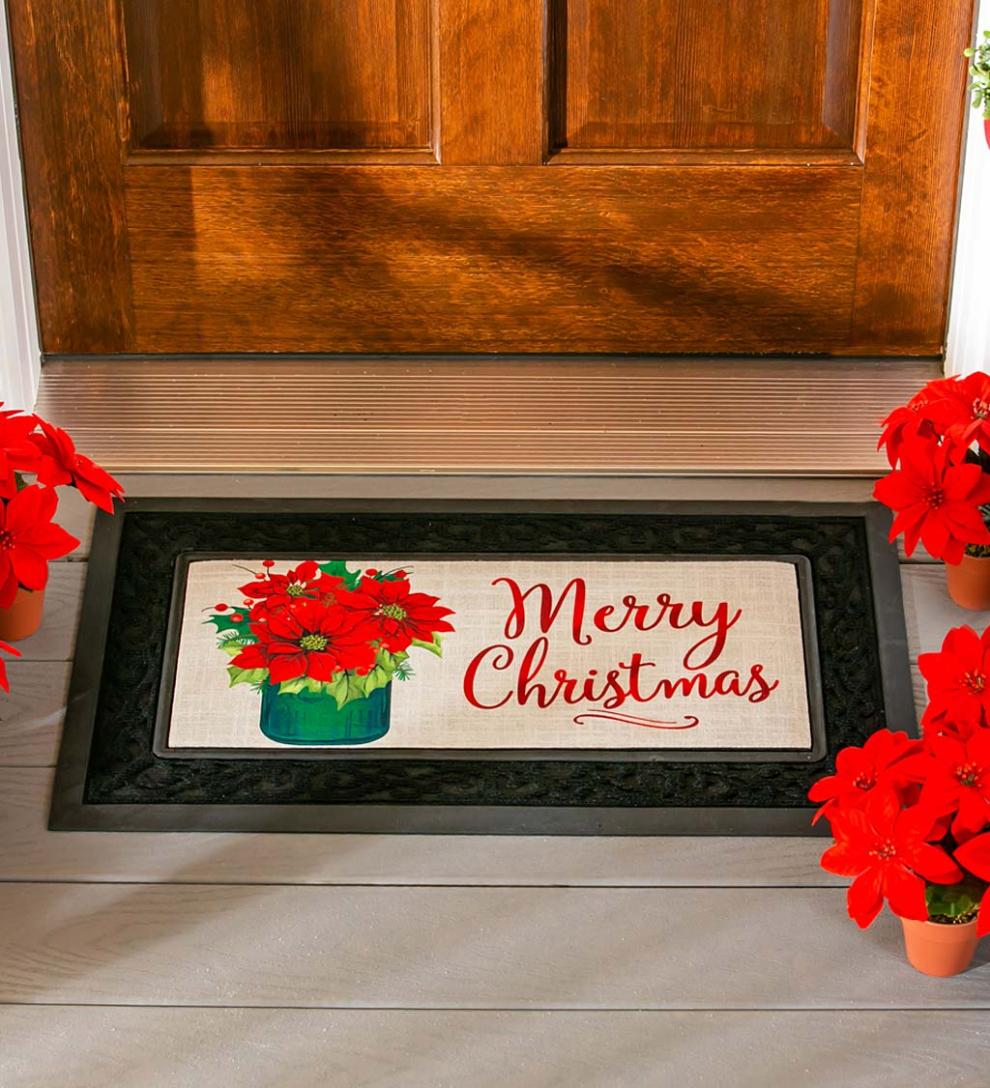 Plow &amp; Hearth Deck &amp; Patio Accents | Outdoor Living Poinsettia Mason Jar Sassafras Switch Mat
