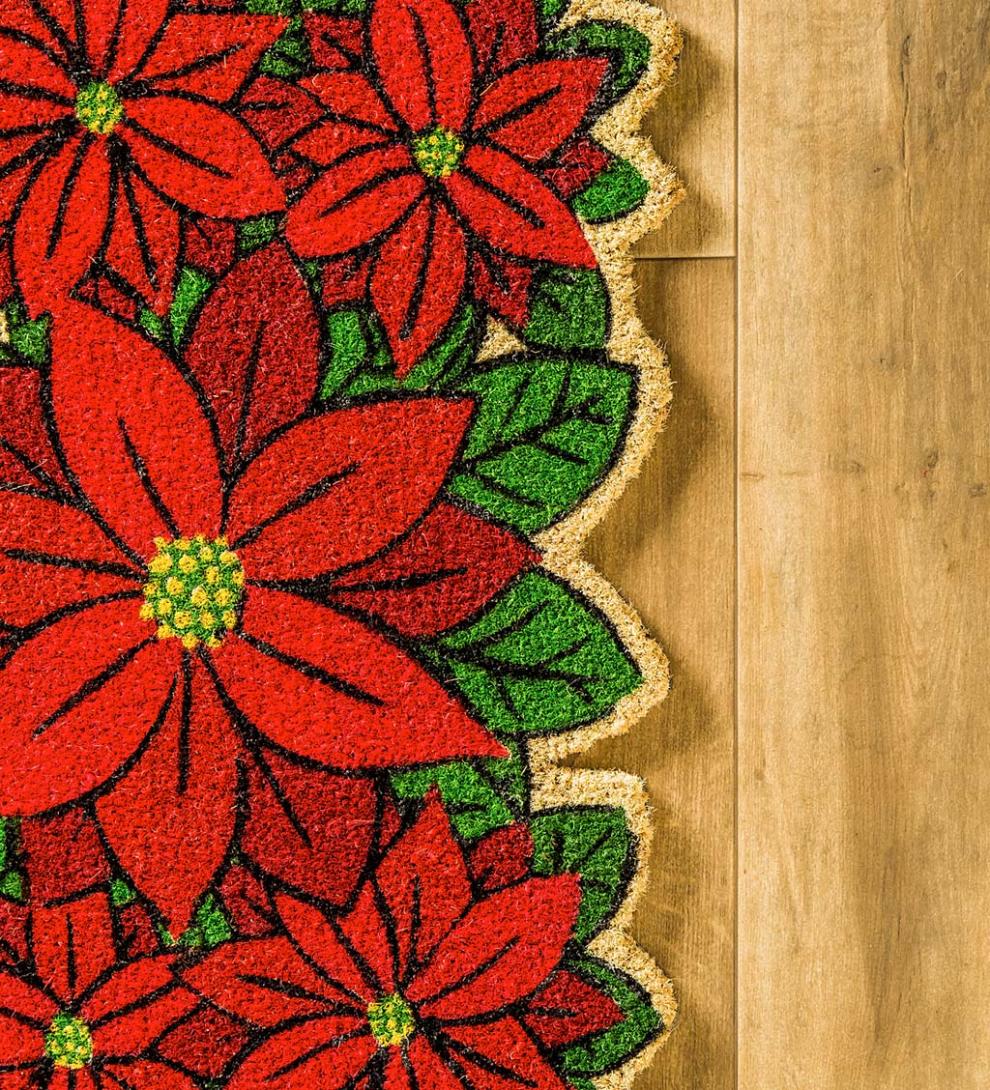 Plow &amp; Hearth Deck &amp; Patio Accents | Outdoor Living Poinsettia Shaped Coir Mat