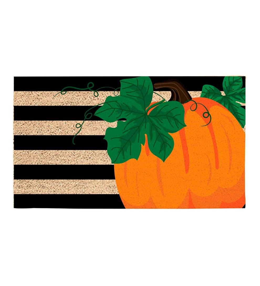 Plow &amp; Hearth Deck &amp; Patio Accents | Outdoor Living Pumpkin Stripe Coir Fiber Mat