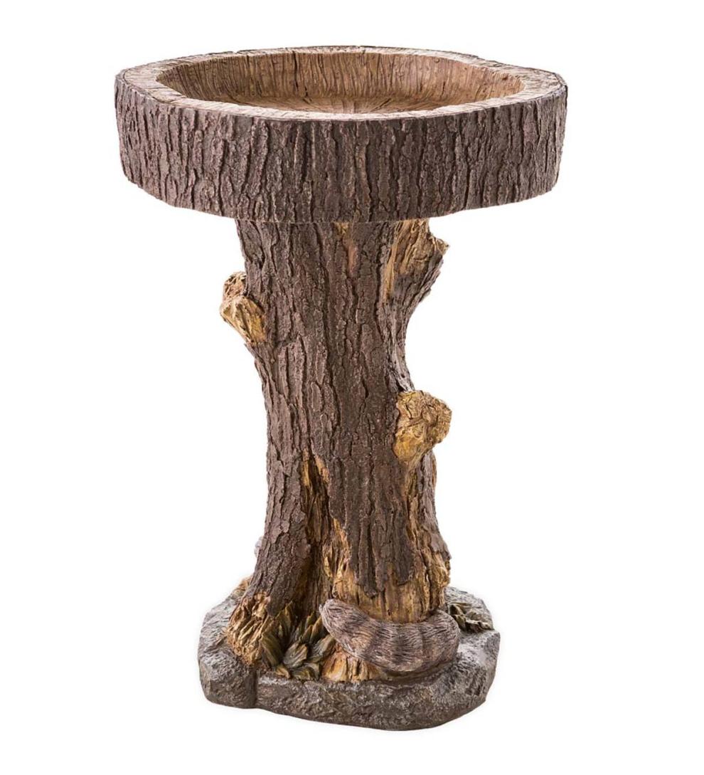 Plow &amp; Hearth Deck &amp; Patio Accents | Outdoor Living Resin Raccoon Birdbath